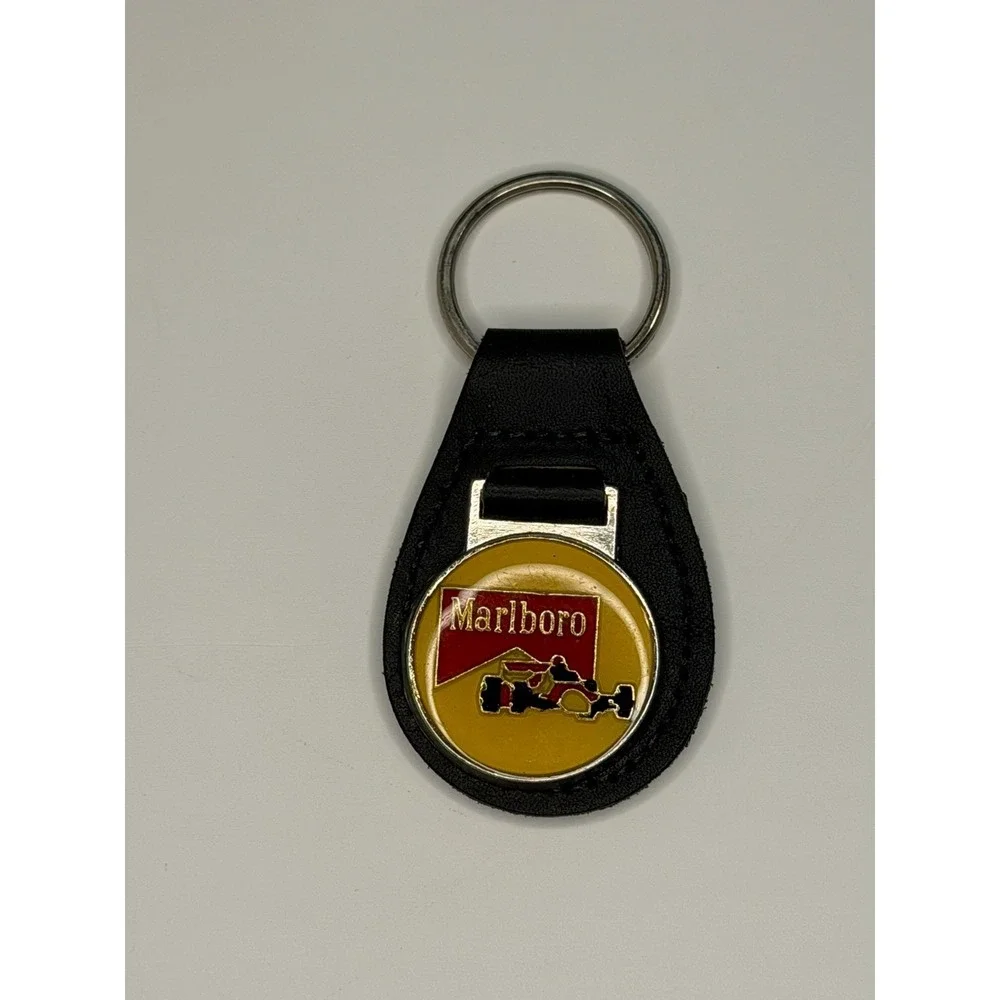 1989 Marlboro Leather Advertising Keychain Black Yellow Red formula 1 racing